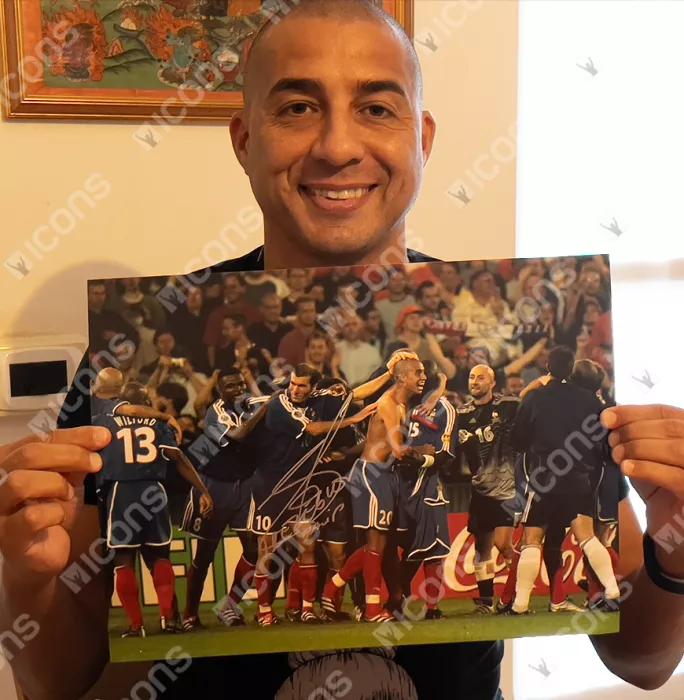 David Trezeguet Signed France Photo In Black Wooden Frame: UEFA EURO 2000 Winner