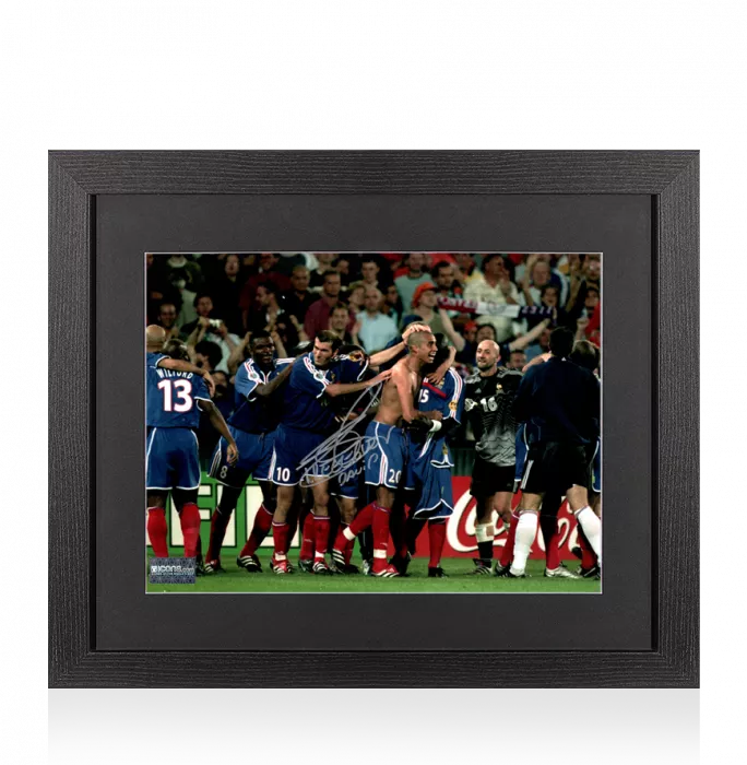David Trezeguet Signed France Photo In Black Wooden Frame: UEFA EURO 2000 Winner