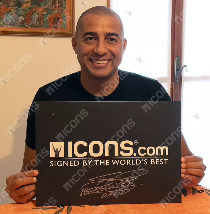 David Trezeguet Signed Juventus Photo In Black Wooden Frame