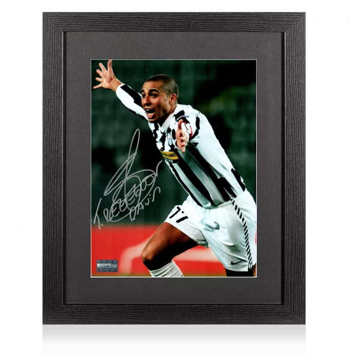 David Trezeguet Signed Juventus Photo In Black Wooden Frame