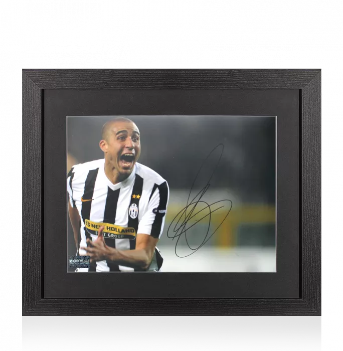 David Trezeguet Signed Juventus Photo In Black Wooden Frame