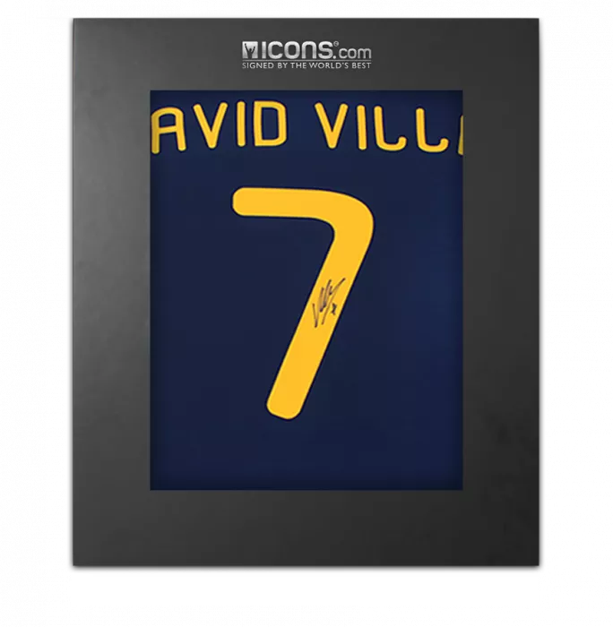 David Villa Back Signed Spain 2010 Away Shirt In Deluxe Packaging