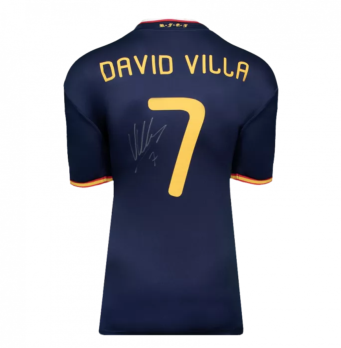 David Villa Back Signed Spain 2010 Away Shirt - Signed In Silver In Hero Frame: Option 1