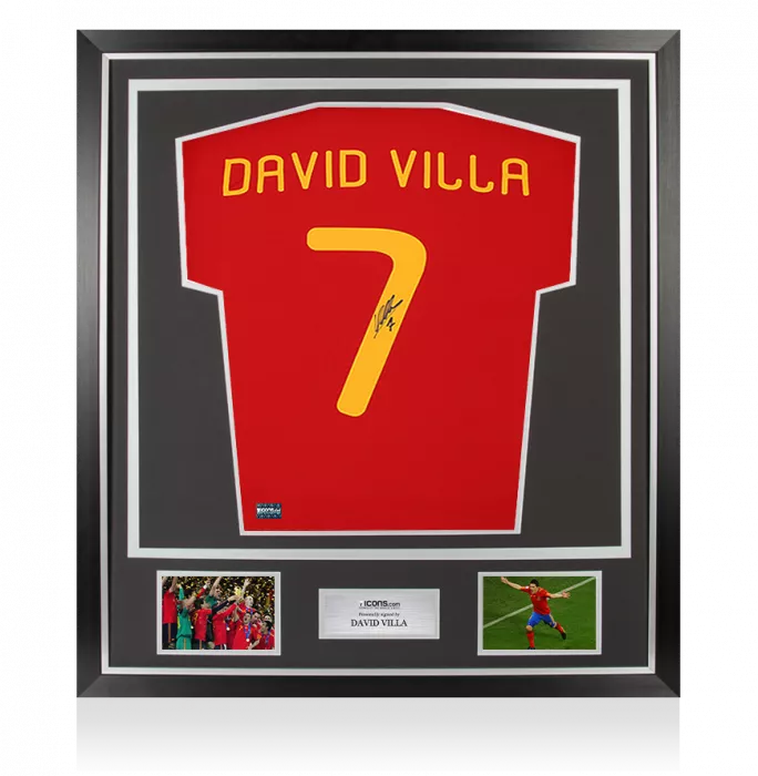 David Villa Back Signed Spain 2010 Home Shirt In Classic Frame