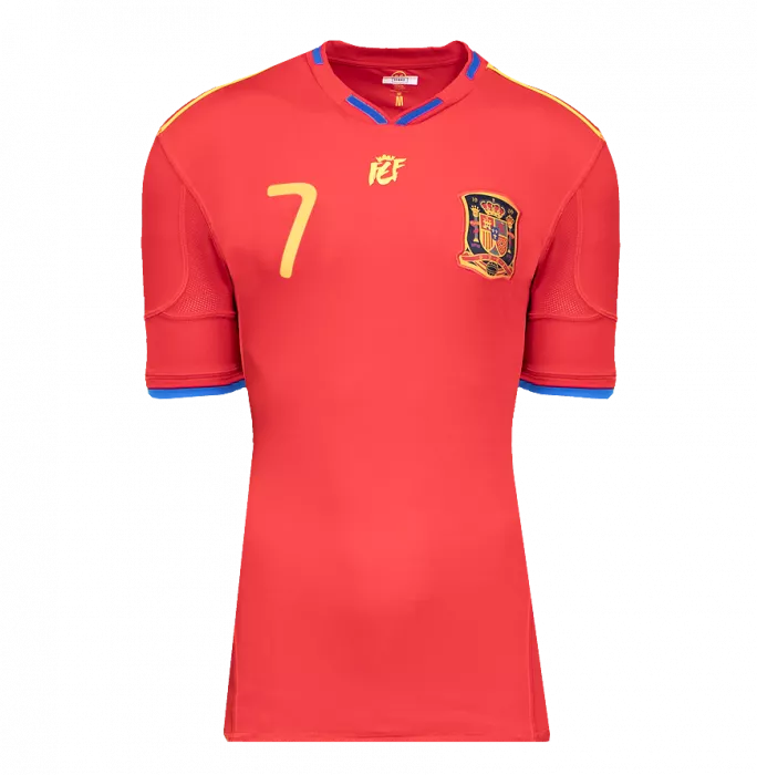 David Villa Back Signed Spain 2010 Home Shirt In Hero Frame: Option 1