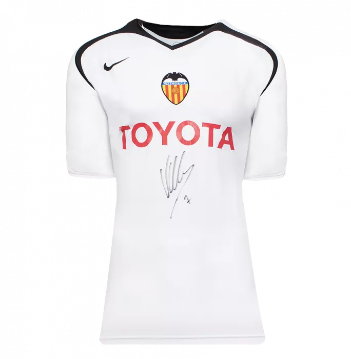 David Villa Front Signed Valencia CF 2005-06 Home Shirt In Classic Frame