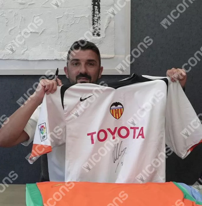 David Villa Front Signed Valencia CF 2005-06 Home Shirt In Hero Frame: Option 1