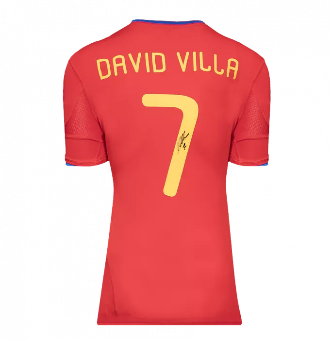 David Villa Official 2010 FIFA World Cup™ Back Signed And Hero Framed Spain 2010 Home Shirt