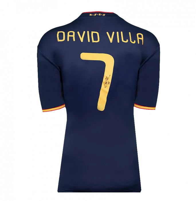 David Villa Official 2010 FIFA World Cup™ Back Signed And Hero Framed Spain 2010 Away Shirt