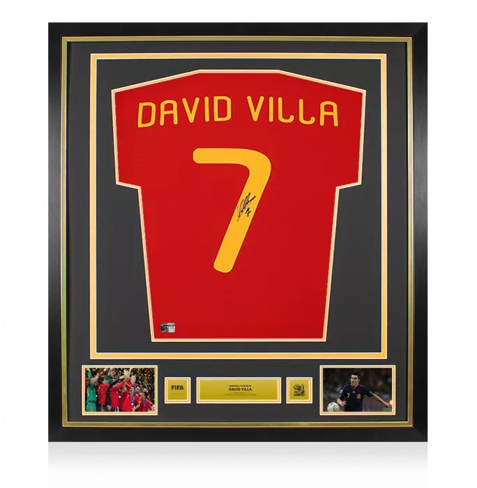 David Villa Official 2010 FIFA World Cup™ Back Signed and Framed Spain 2010 Home Shirt