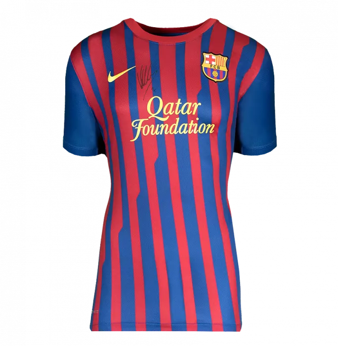 David Villa Official FC Barcelona Front Signed And Framed 2011-12 Home Shirt