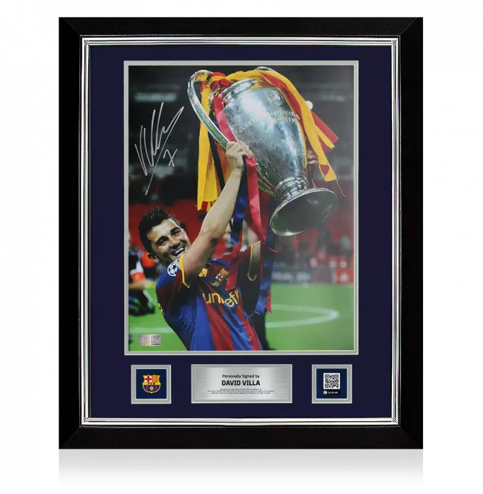 David Villa Official FC Barcelona Signed and Framed Photo: 2011 UEFA Champions League Winner