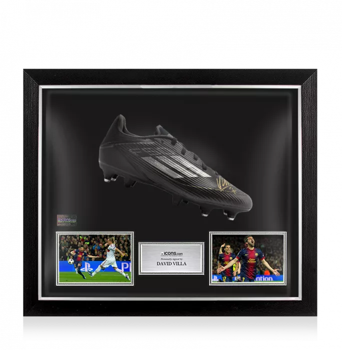 David Villa Signed Adidas F50 Boot In Bubble Frame: Option 1