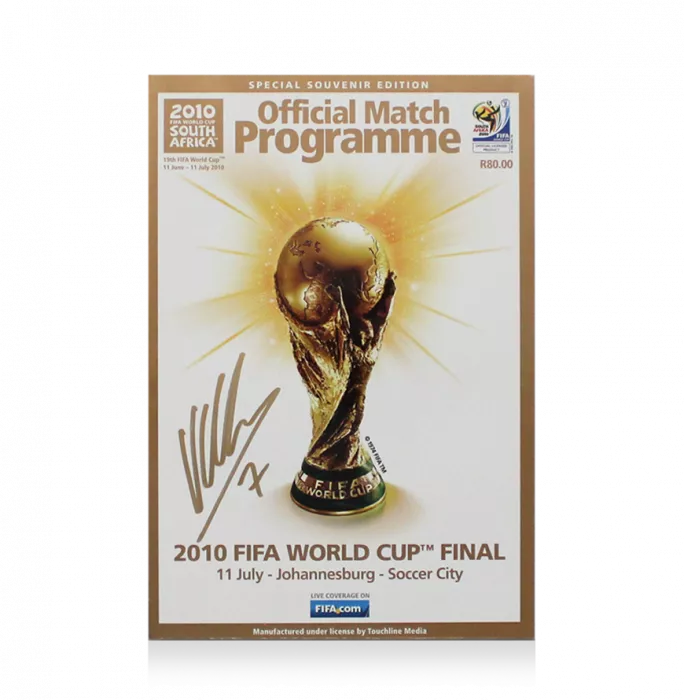 David Villa Signed And Framed Programme: 2010 FIFA World Cup Final