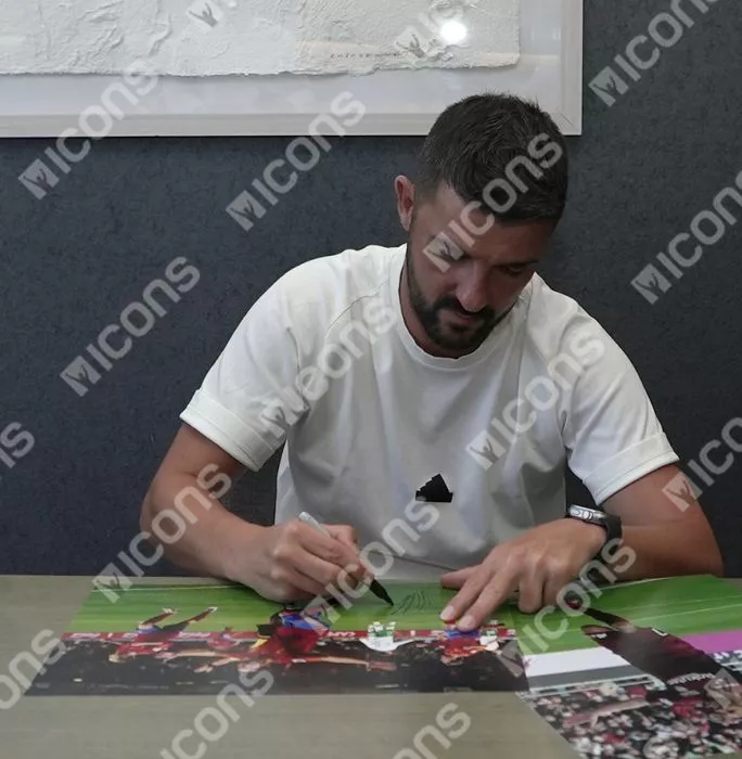 David Villa Signed Spain Photo In Black Wooden Frame: FIFA World Cup Goal