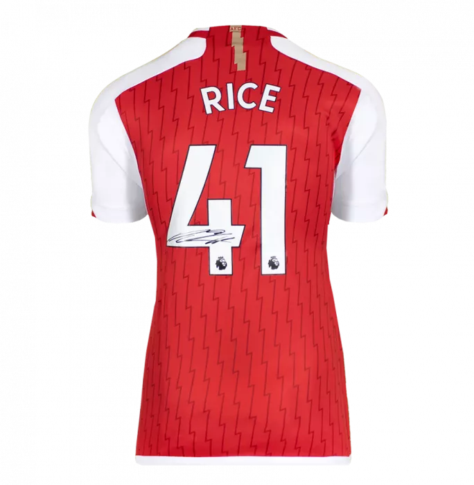 Declan Rice Back Signed Arsenal 2023-24 Home Shirt In Classic Frame