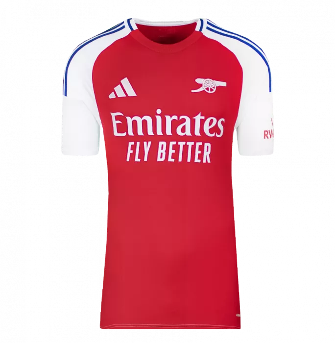 Declan Rice Back Signed Arsenal 2024-25 Home Shirt With Fan Style Numbers In Classic Frame