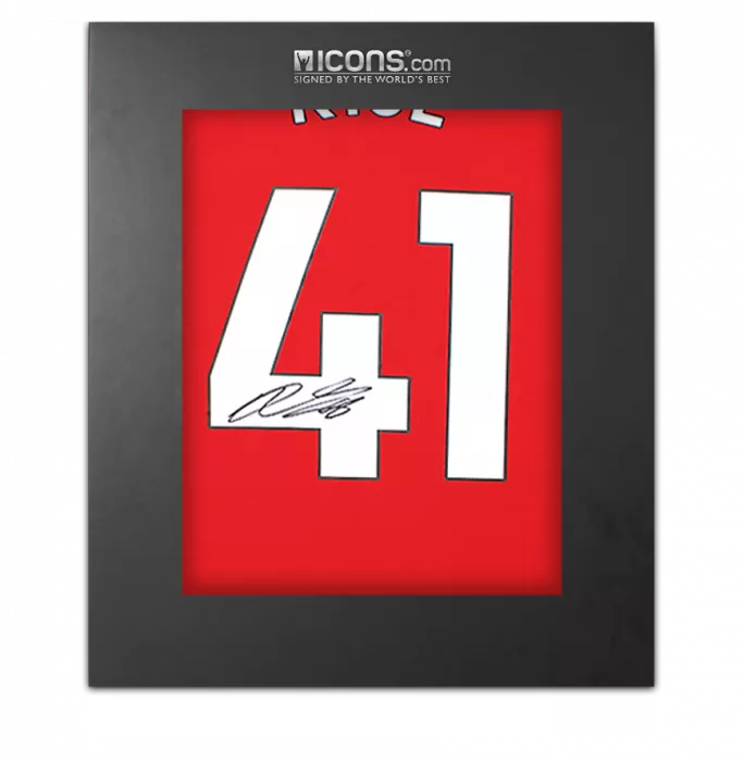 Declan Rice Back Signed Arsenal 2024-25 Home Shirt with Fan Style Numbers In Deluxe Packaging
