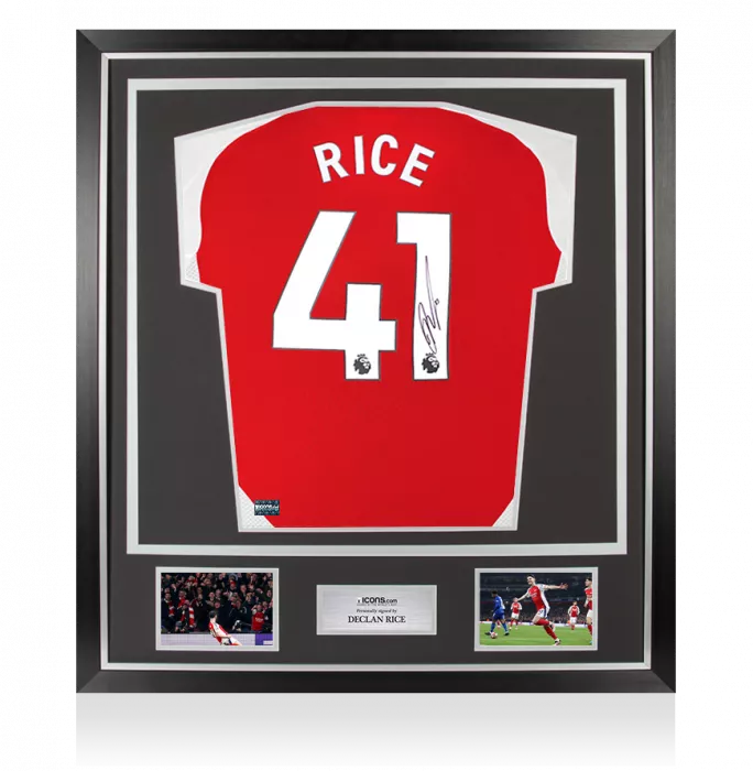 Declan Rice Back Signed Arsenal 2024-25 Home Shirt In Classic Frame