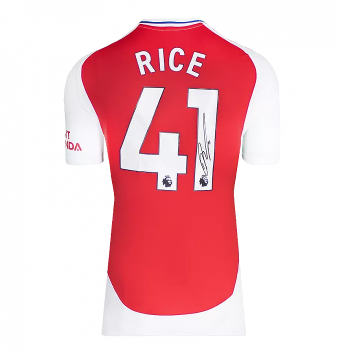 Declan Rice Back Signed Arsenal 2024-25 Home Shirt In Hero Frame: Option 1