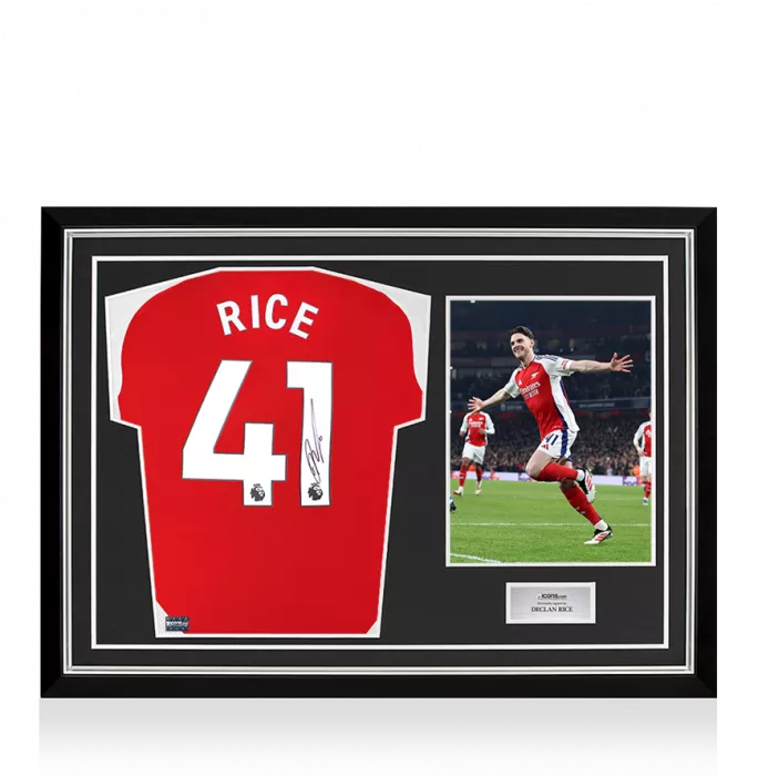 Declan Rice Back Signed Arsenal 2024-25 Home Shirt In Hero Frame: Option 1