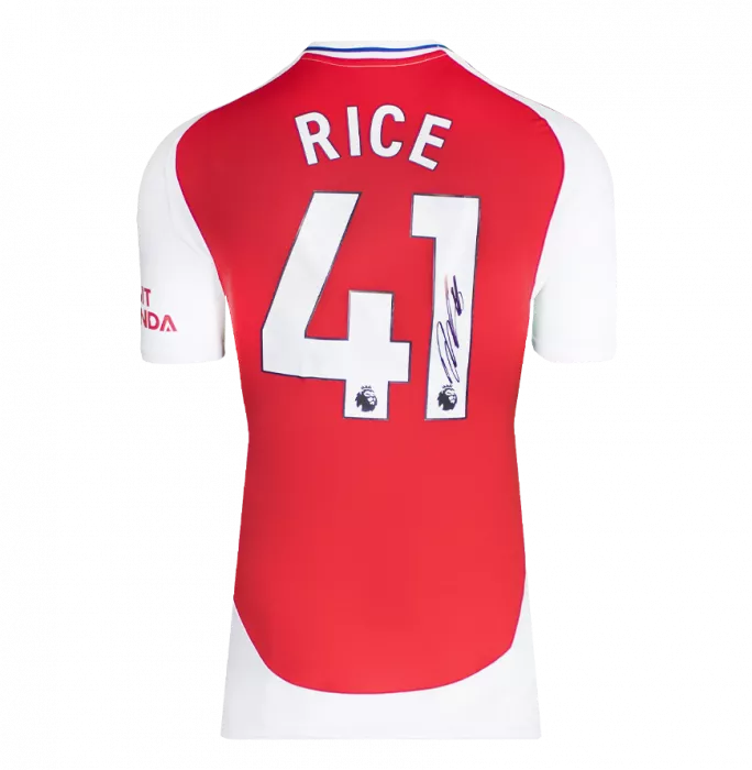 Declan Rice Back Signed Arsenal 2024-25 Home Shirt In Deluxe Packaging