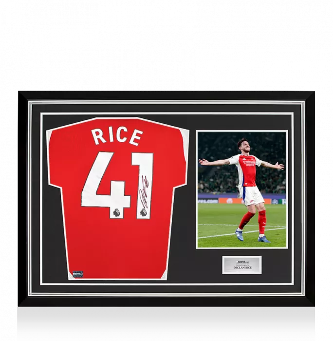 Declan Rice Back Signed Arsenal 2024-25 Home Shirt In Hero Frame: Option 1