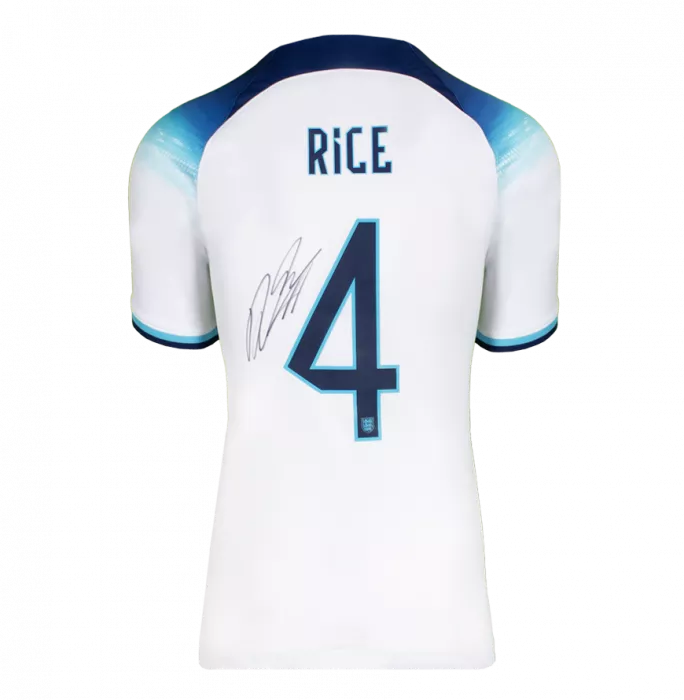 Declan Rice Back Signed England 2022 Home Shirt In Hero Frame: Option 1