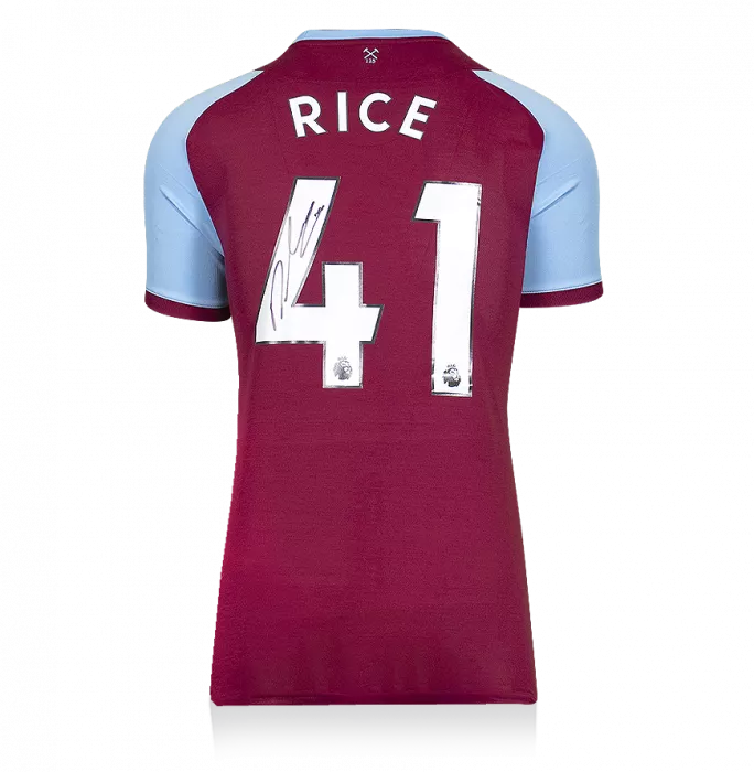 Declan Rice Back Signed West Ham United 2020-21 Home Shirt In Classic Frame