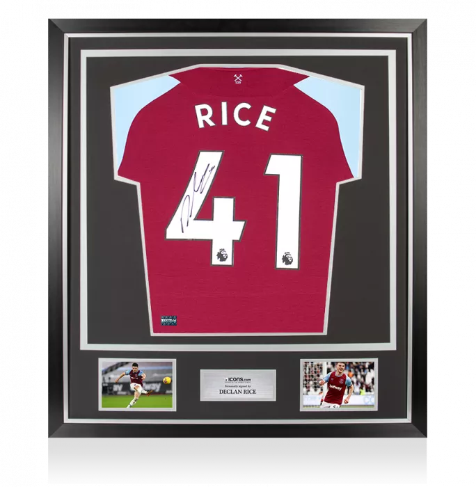 Declan Rice Back Signed West Ham United 2020-21 Home Shirt In Classic Frame