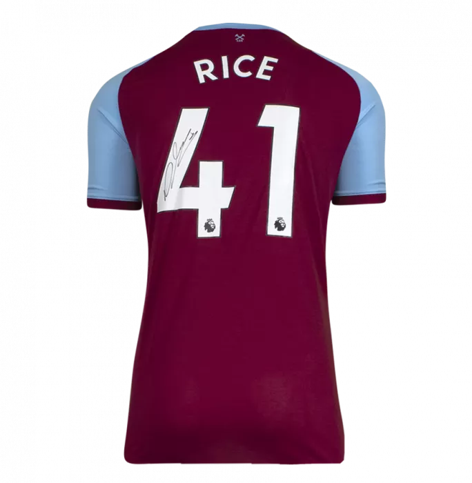 Declan Rice Back Signed West Ham United 2020-21 Home Shirt In Hero Frame: Option 1