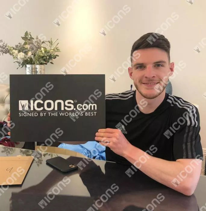 Declan Rice Back Signed West Ham United 2020-21 Home Shirt In Hero Frame: Option 1