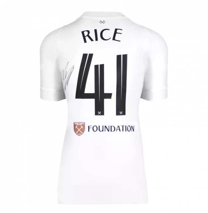 Declan Rice Back Signed West Ham United 2022-23 Third Shirt - Europa Conference League Final Edition In Hero Frame: Option 1