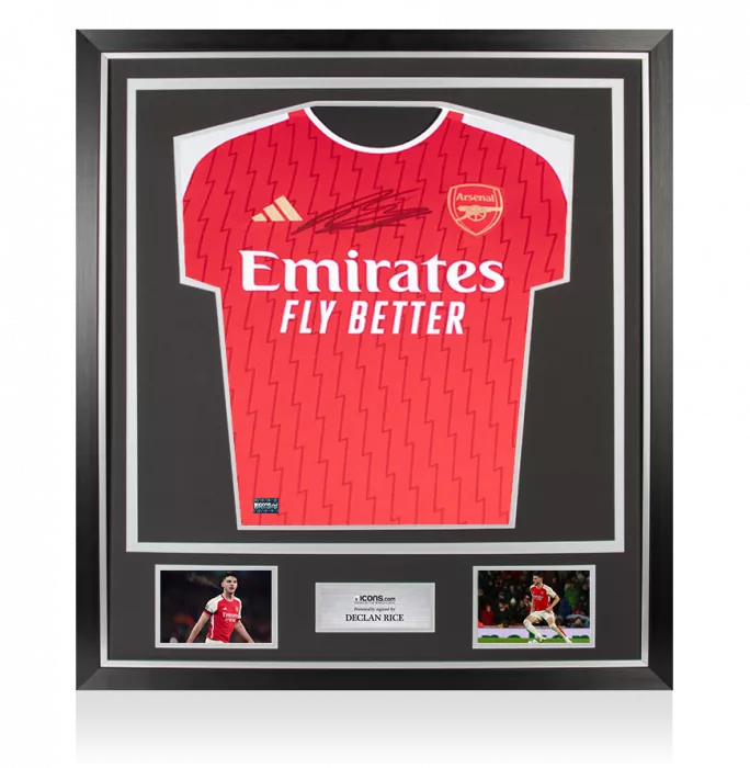 Declan Rice Front Signed Arsenal 2023-24 Home Shirt In Classic Frame