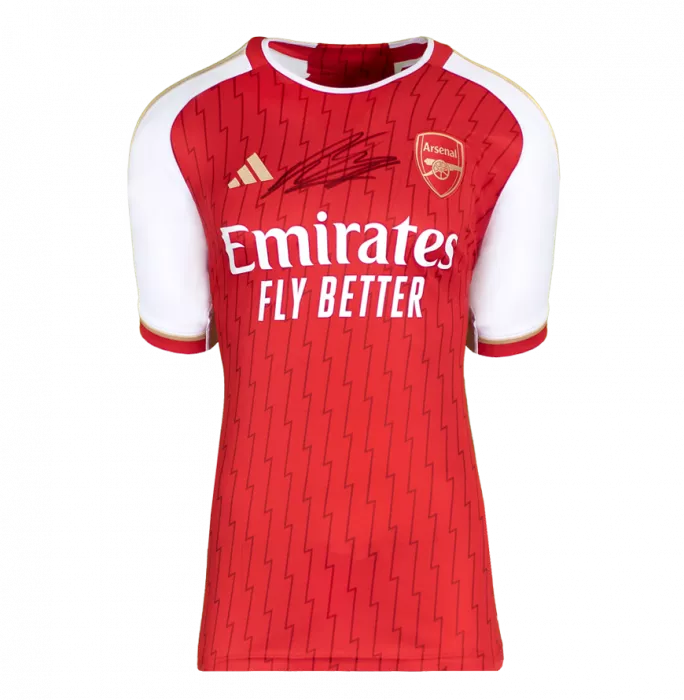 Declan Rice Front Signed Arsenal 2023-24 Home Shirt In Hero Frame: Option 1