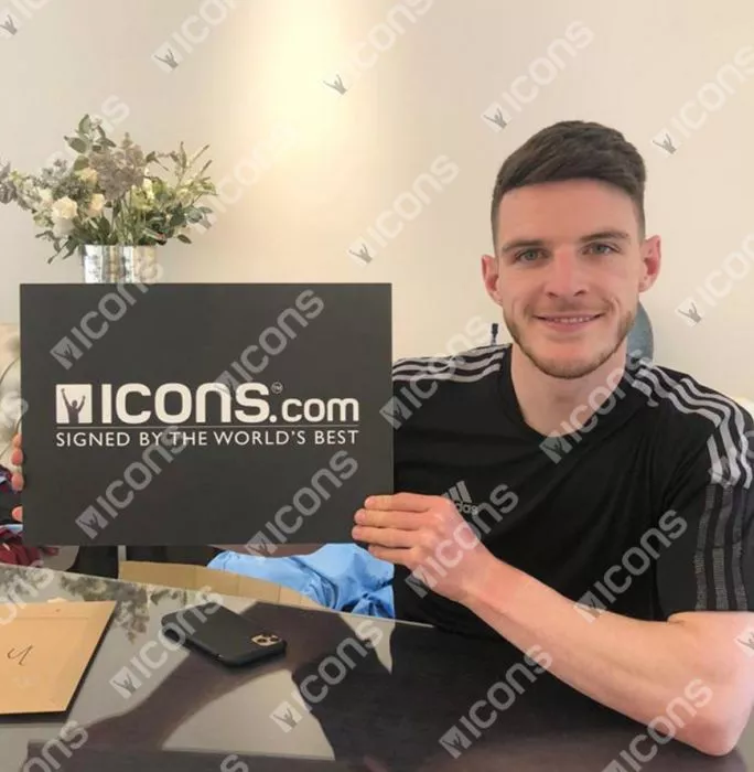 Declan Rice Front Signed Arsenal 2023-24 Home Shirt In Hero Frame: Option 1