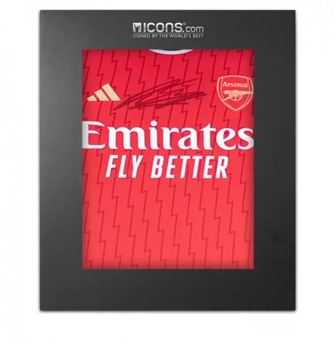 Declan Rice Front Signed Arsenal 2023-24 Home Shirt In Deluxe Packaging