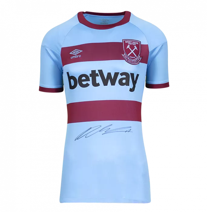Declan Rice Front Signed West Ham United 2020-21 Away Shirt In Classic Frame