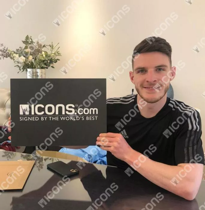 Declan Rice Front Signed West Ham United 2020-21 Away Shirt In Hero Frame: Option 1