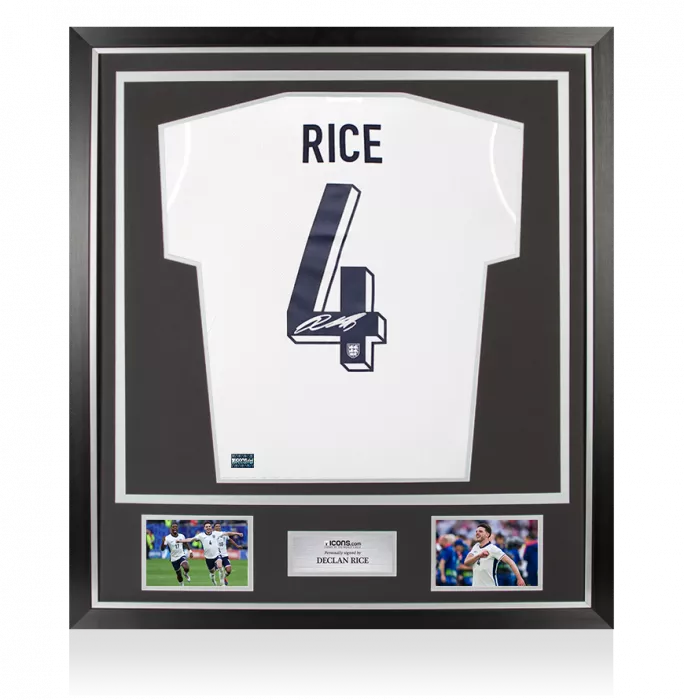 Declan Rice Signed England 2024 Home Shirt In Classic Frame