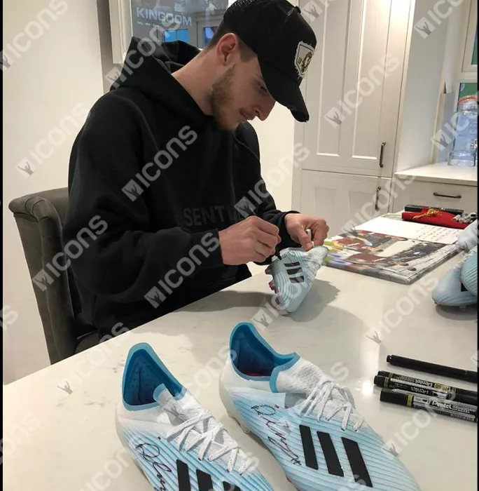 Declan Rice Signed White And Blue Adidas X19.1 High End Boot