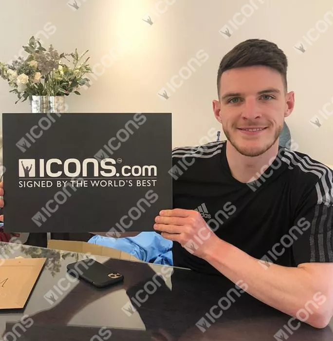 Declan Rice Signed White And Blue Adidas X19.1 High End Boot