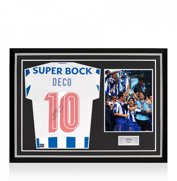 Deco Back Signed Modern FC Porto Home Shirt In Hero Frame: Option 1