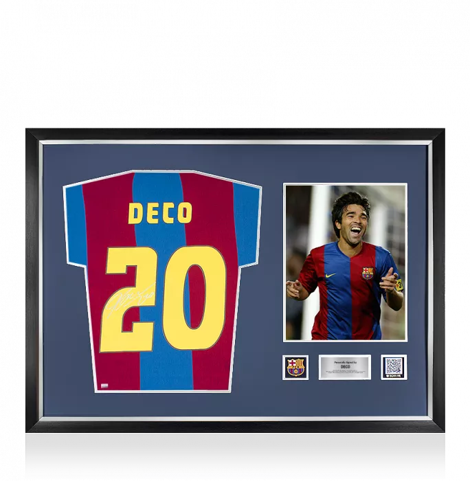 Deco Official FC Barcelona Back Signed and Framed Retro Home Shirt