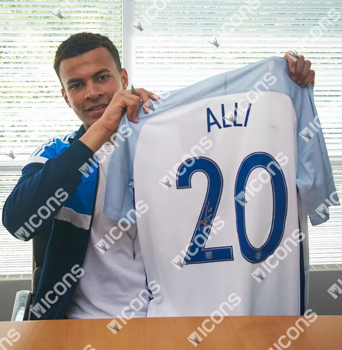 Dele Alli Back Signed England 2016 Home Shirt In Hero Frame: Option 1