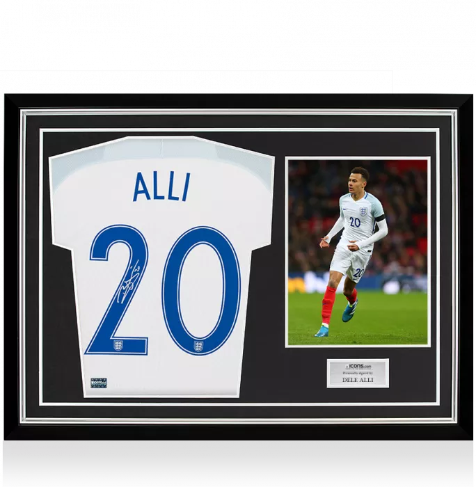 Dele Alli Back Signed England 2016 Home Shirt In Hero Frame: Option 1
