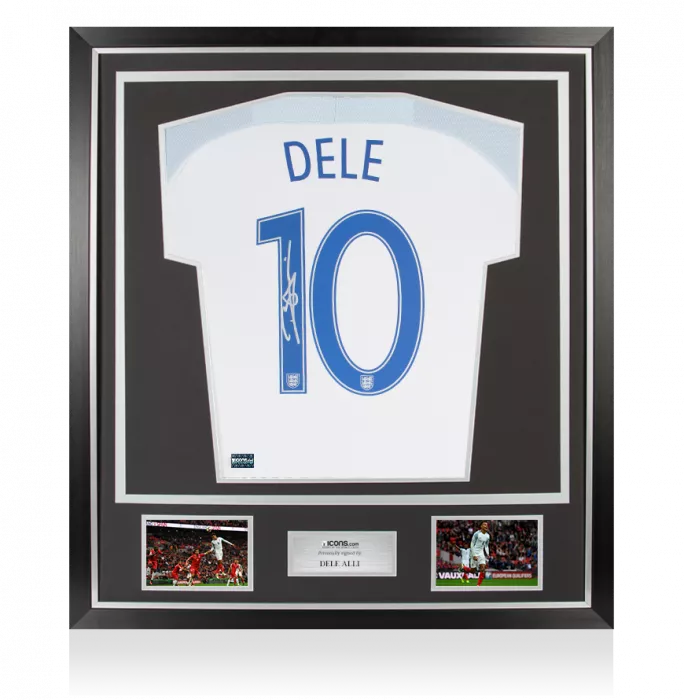 Dele Alli Back Signed England 2016 Home Shirt: Number 10 Edition In Classic Frame