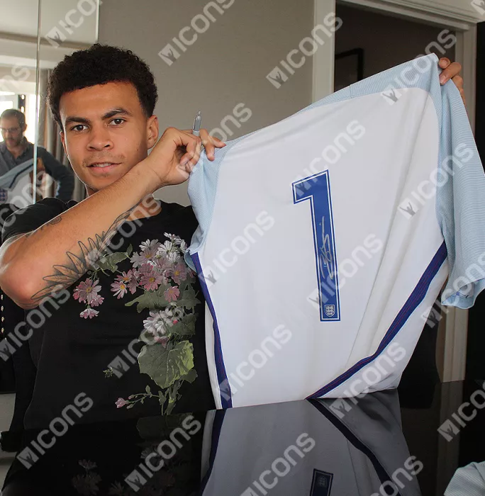 Dele Alli Back Signed England 2016 Home Shirt: Number 10 Edition