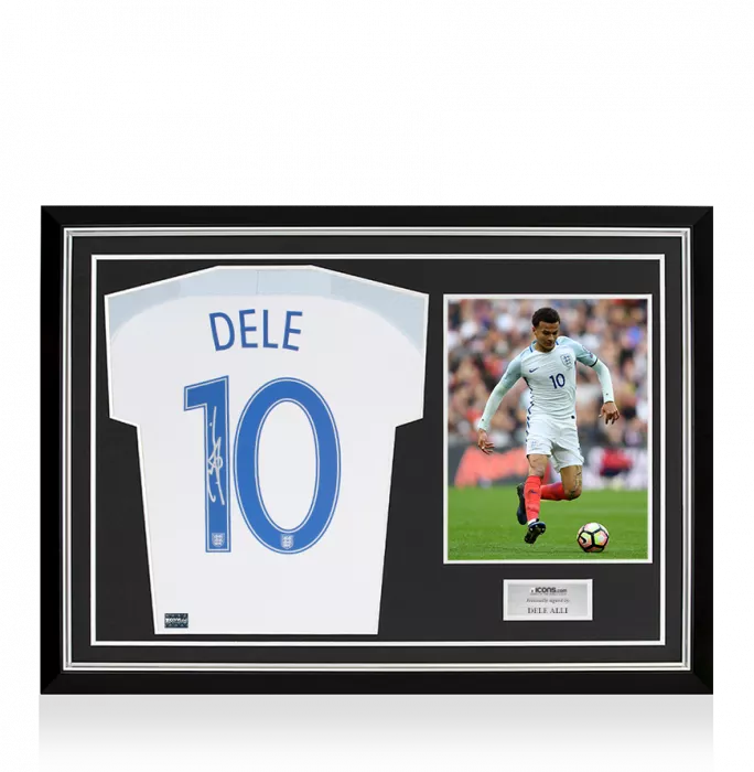 Dele Alli Back Signed England 2016 Home Shirt: Number 10 Edition Home Shirt In Hero Frame: Option 1