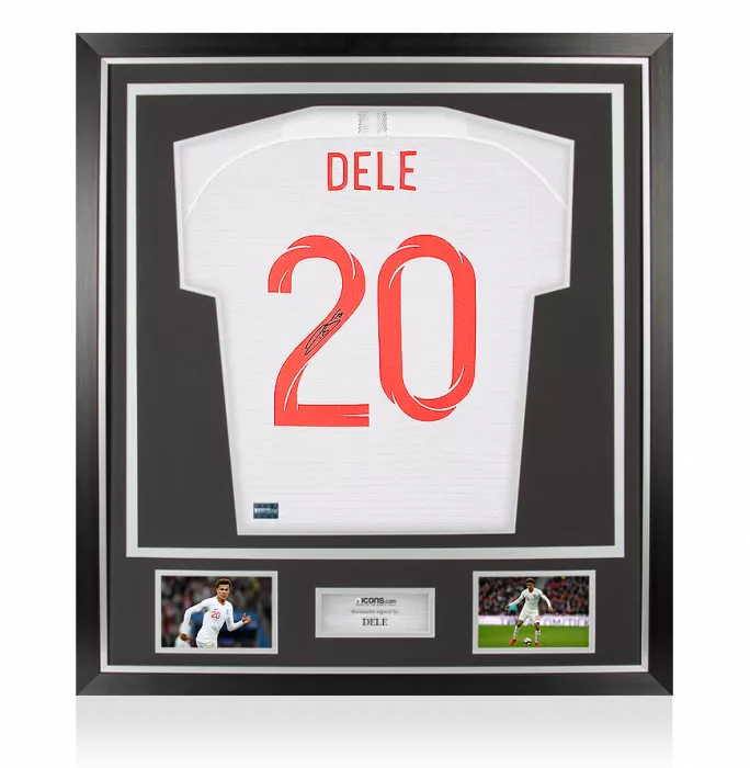 Dele Alli Back Signed England 2018-19 Home Shirt With Fan Style Numbers In Classic Frame